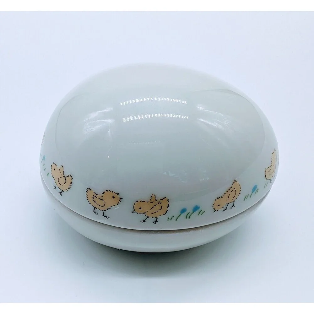 Vtg Easter Egg Trinket Box Baby Chicks Japan